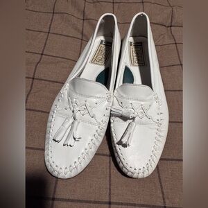 Vintage Nimrod by Johnston & Murphy White Leather Tassel Loafers 10